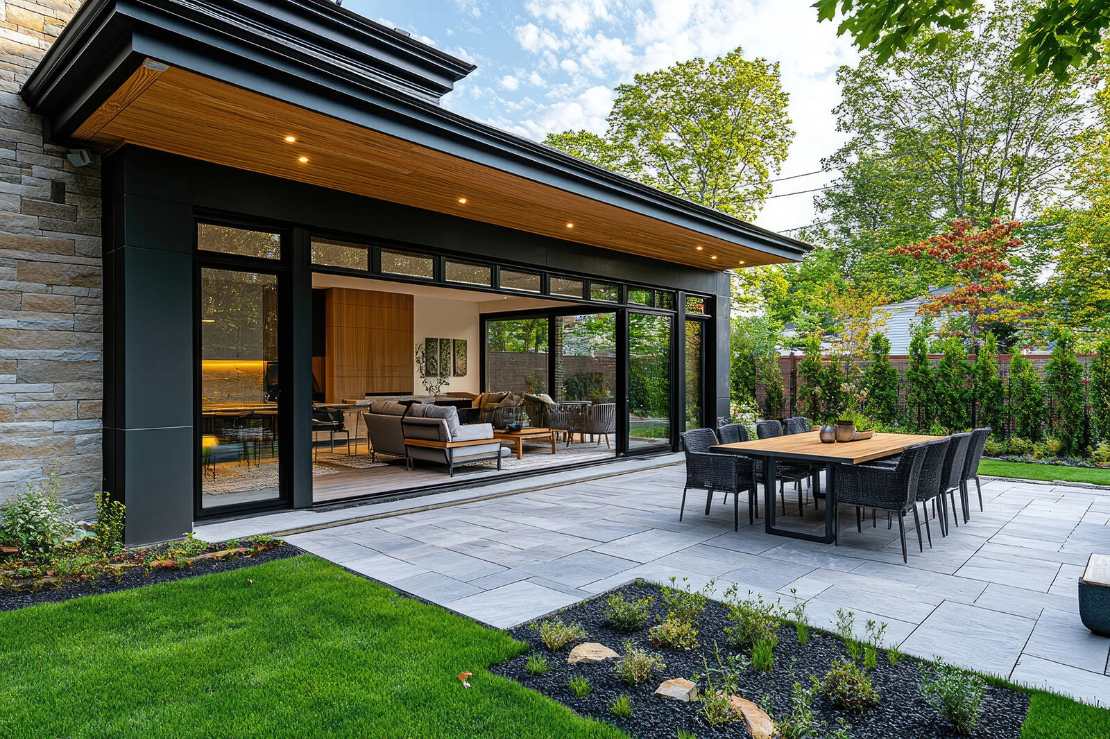 Modern indoor-outdoor backyard living